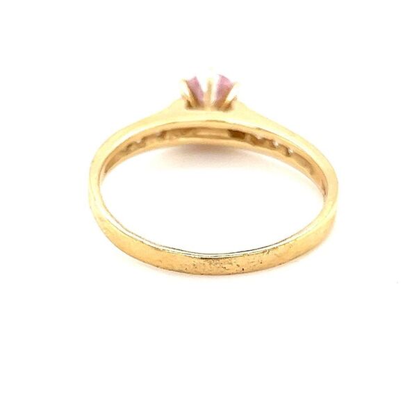 14K Gold Pink/White Cz Solitaire Ring - Picture 10 of 16